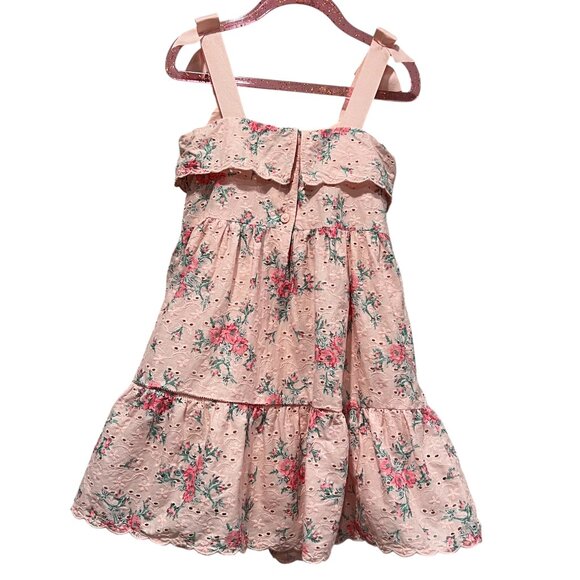 Janie and Jack Sleeveless Floral Eyelet Tiered Dress, Crystal Rose, 4 - Picture 4 of 10